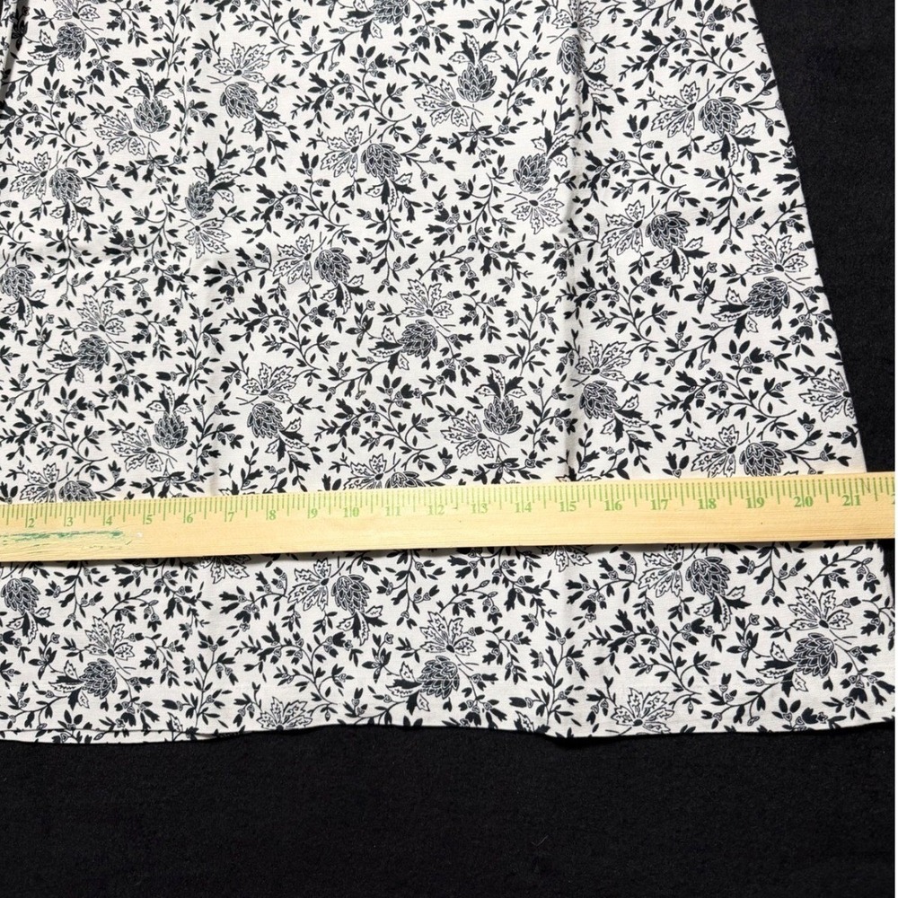 LOFT Black White Floral Print Puff Sleeve Knee Length Dress Size Medium - Picture 5 of 13